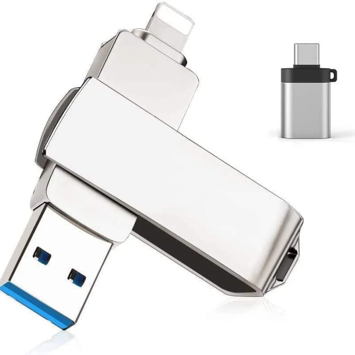 Front. Stock Preferred - 32GB Lightning USB 3.0 Flash Drive for iPhone/iPad - Silver.