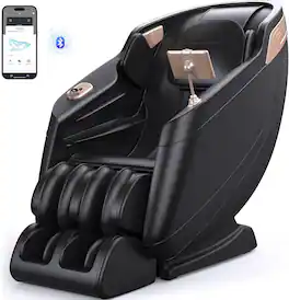 FED Fitness - 4D SL Track Massage Chair with 3 Zero Gravity Modes, APP Control,Leather - Black/Rose