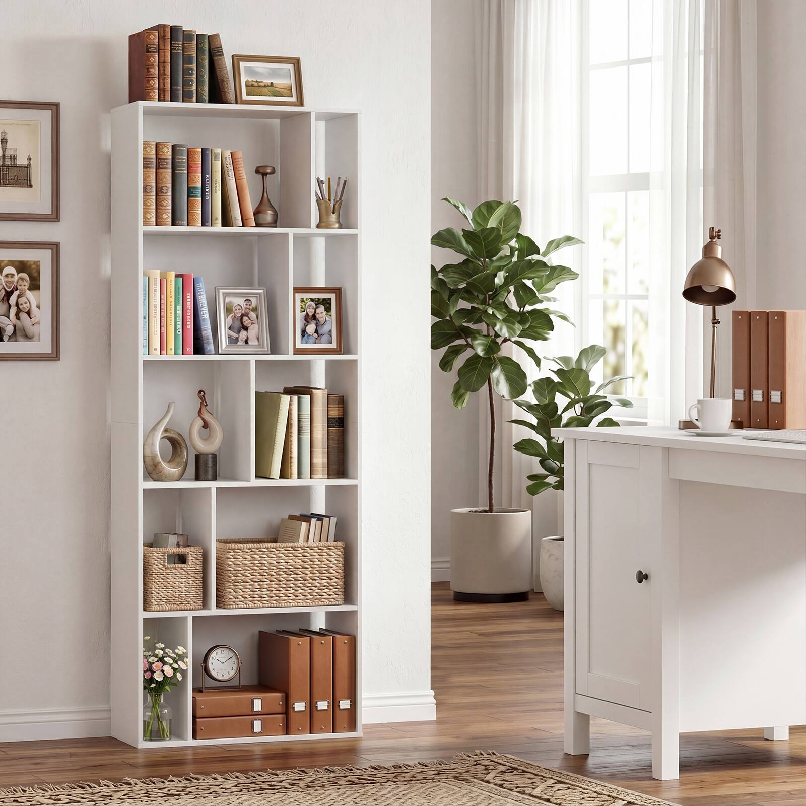 Alt View 1. Costway - Costway 1 PCS 5-Tier Bookshelf with Open Back, Display Storage Shelf with Anti-Tipping Kits for Home - White.