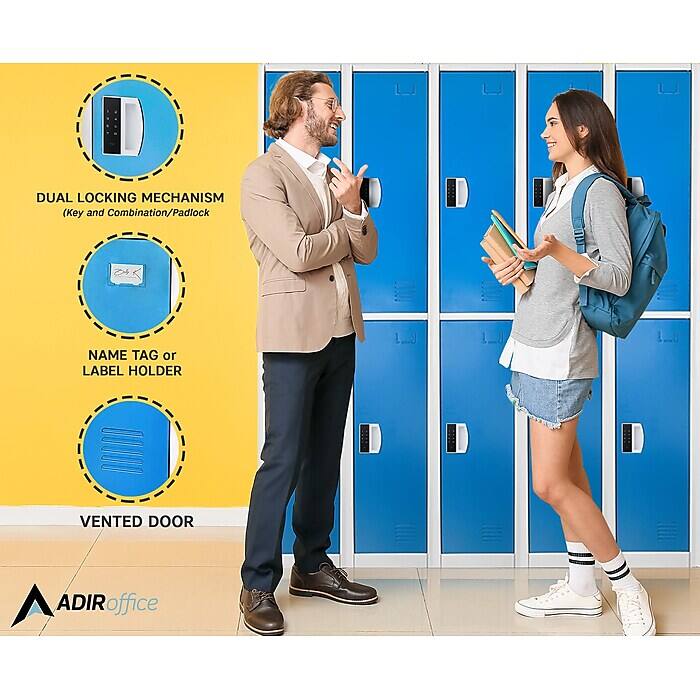 DUAL LOCKING MECHANISM (Key and Combination/Padlock), NAME TAG or LABEL HOLDER, VENTED DOOR, ADIRoffice
