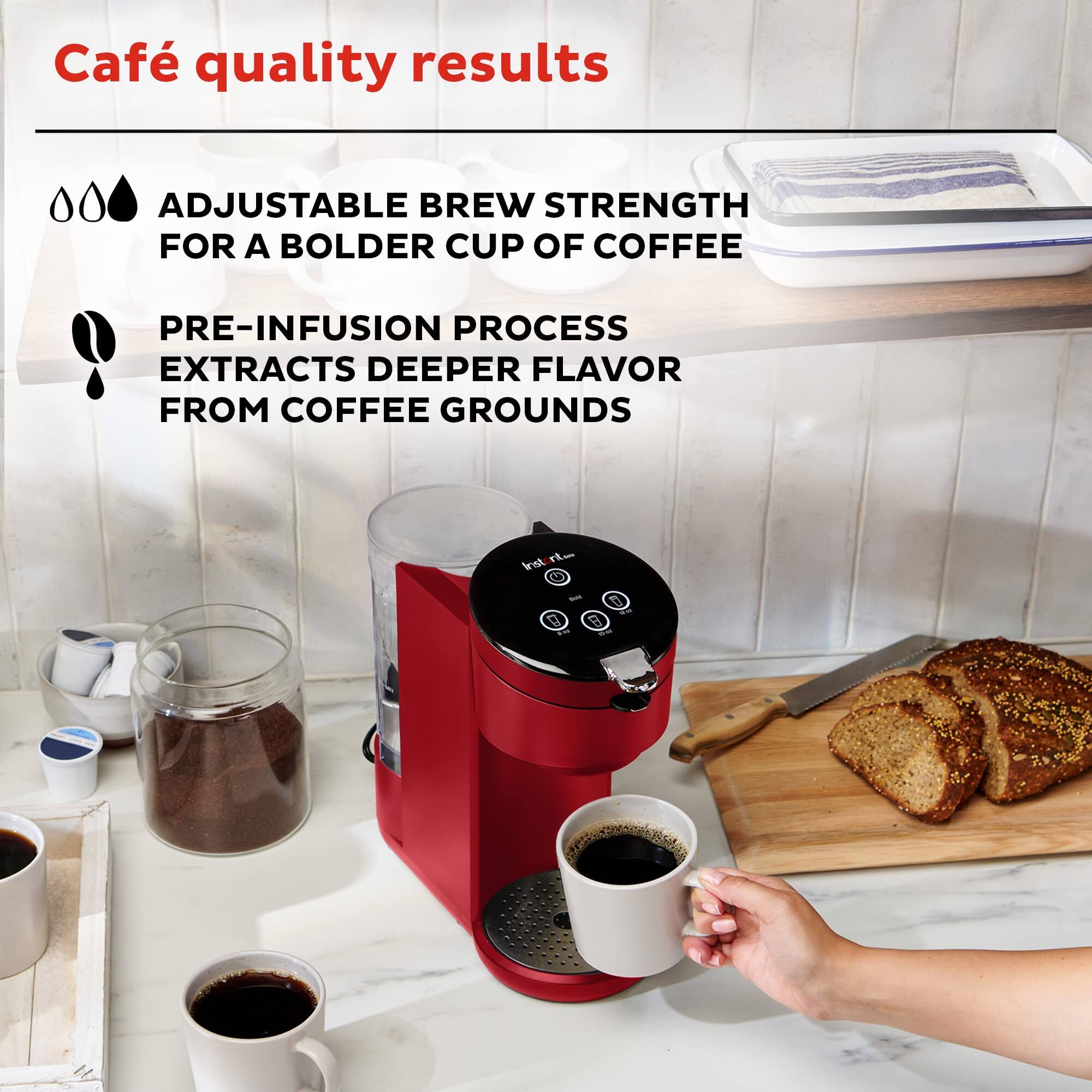 Café quality results

- ADJUSTABLE BREW STRENGTH FOR A BOLDER CUP OF COFFEE
- PRE-INFUSION PROCESS EXTRACTS DEEPER FLAVOR FROM COFFEE GROUNDS