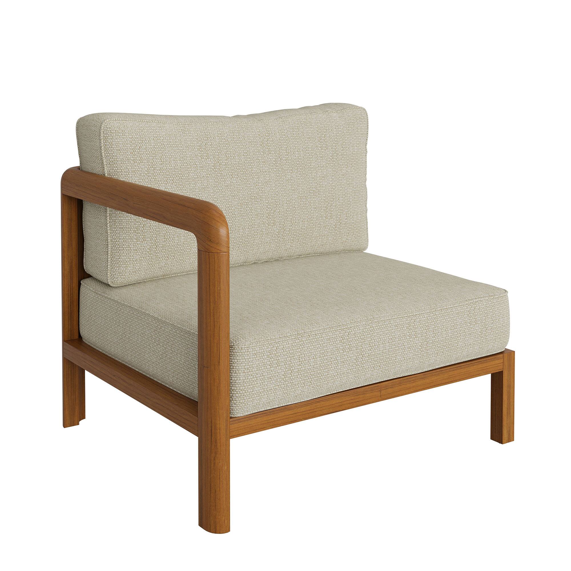 Kona Outdoor Teak Wood Left Arm Facing Modular Armchair by Modway Sand ...