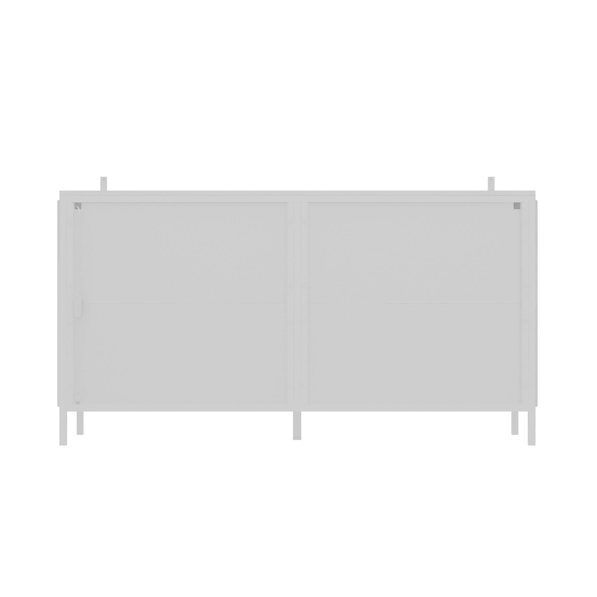 Back. Famapy - Famapy Modern Glass Door Display Cabinet with LED Lighting Metal Frame Tempered GlassStorage Shelves for Living Room - White.