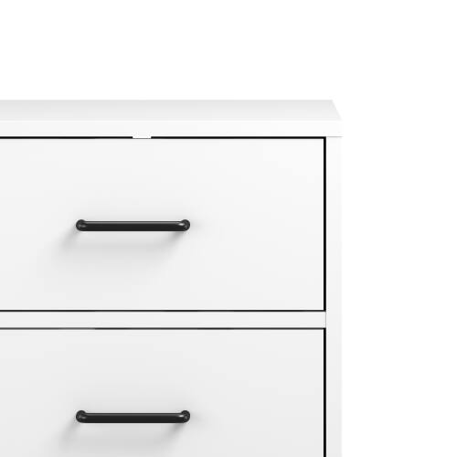 Alt View 6. LUCKY ONE - Assembled 2-Drawer Nightstand White Metal Legs Handles - White.