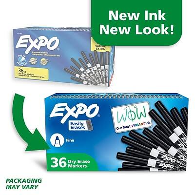 **New Ink New Look!**

**EXPO**  
Easily Erases  
Fine  
36 Dry Erase Markers  

**VALUE EXTRA**  
36¢  

**WOW**  
Our Most Vibrant Ink  

**PACKAGING MAY VARY**