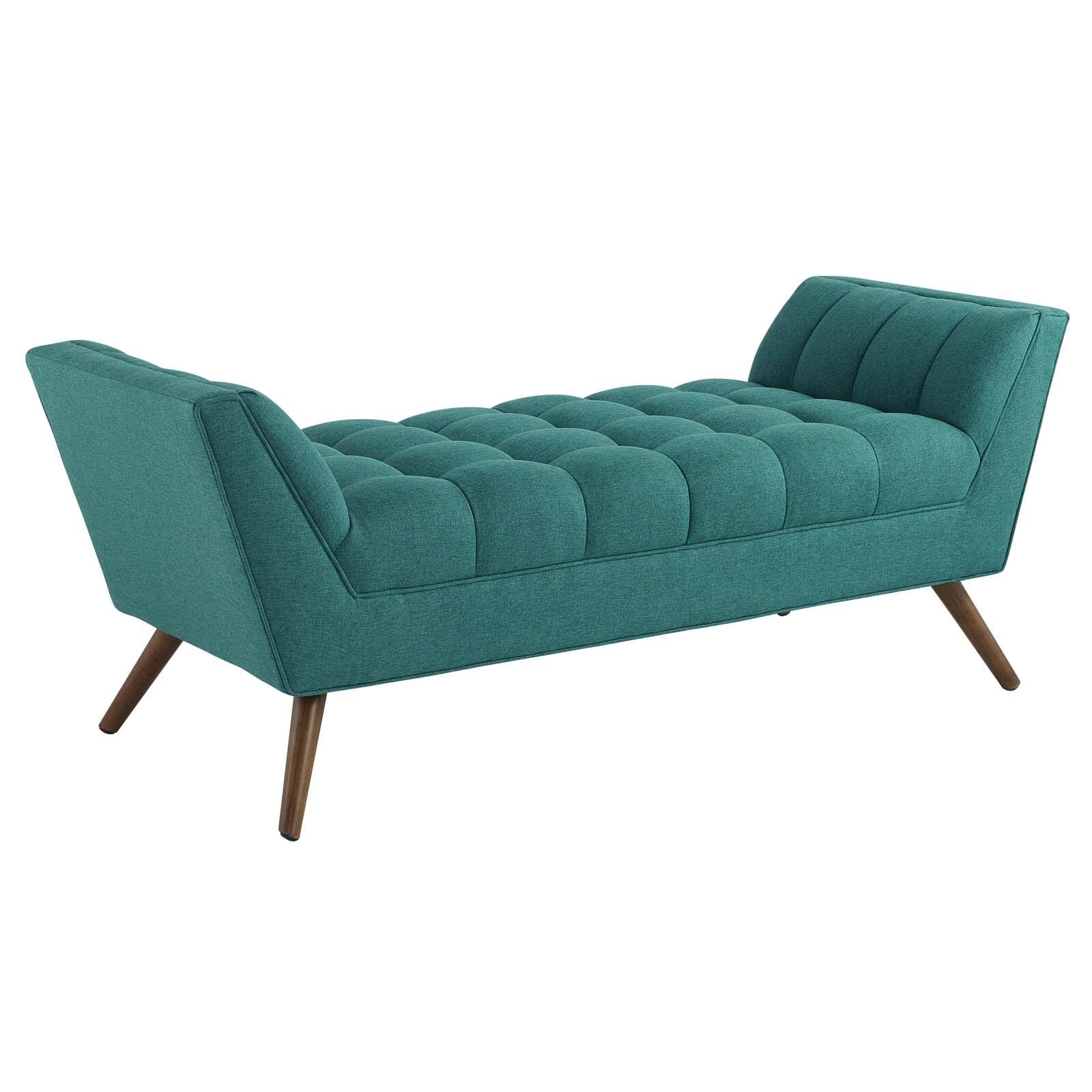 Angle. Modway - Response Medium Upholstered Fabric Bench by Modway - Teal.
