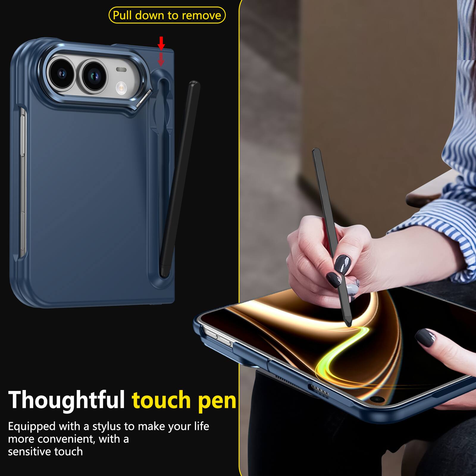Pull down to remove

Thoughtful touch pen
Equipped with a stylus to make your life more convenient, with a sensitive touch