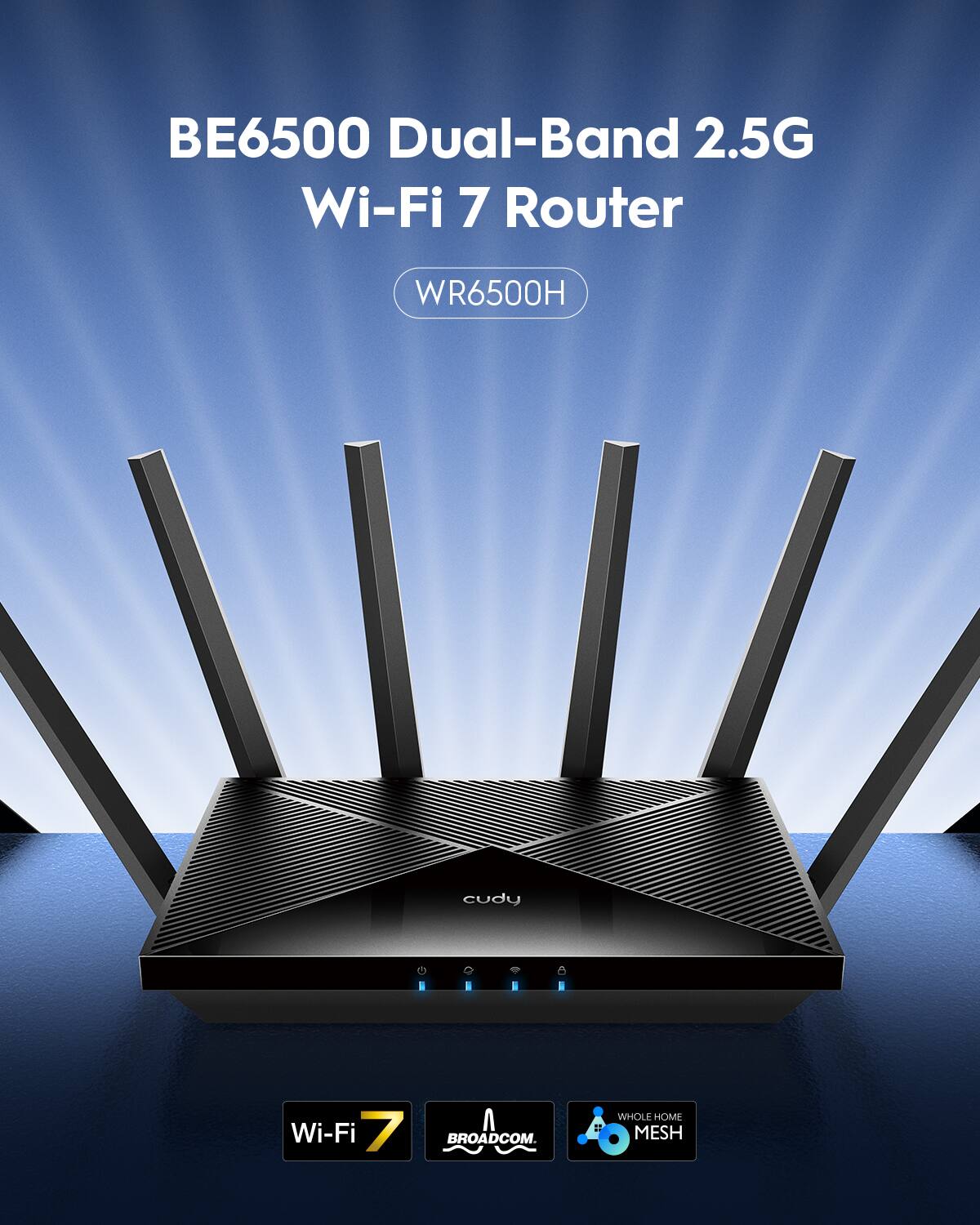 BE6500 Dual-Band 2.5G Wi-Fi 7 Router WR6500H is a product that offers a whole home mesh Wi-Fi solution. It is designed by Broadcom and is a powerful device that provides high-speed internet connectivity to multiple devices simultaneously. The router is equipped with advanced features that ensure seamless connectivity and a reliable internet experience.