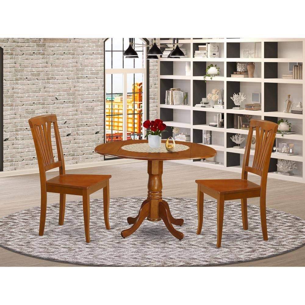 Back. East West Furniture - 3 PC small Kitchen Table and Chairs set-Kitchen Dining nook and 2 Dining Chairs - Saddle Brown.