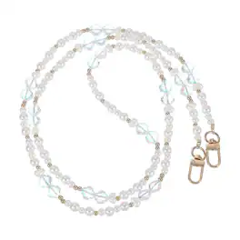 Unique Bargains - Pearl Phone Chain Crossbody Lanyard, Beaded Flower Wrist Strap Universal Cell Phone Charm Hanging Rope - Pink