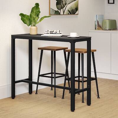 Alt View 4. Crestlive Products - Crestlive Products 43in Patio Plastic Wood Top Steel Frame Bistro Bar Height Rectangle Outdoor - Black.