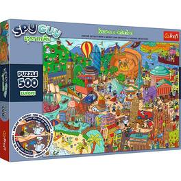 Trefl - Kids 500 Piece Puzzle - Spy Guy - Lost Items: Europe