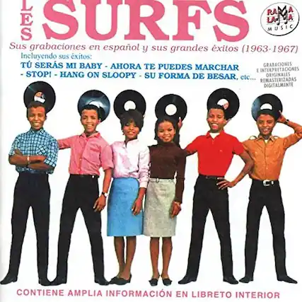 Sure, here is the corrected and grouped text:
---
**RALES SURFS**
Sus grabaciones en español y sus grandes éxitos (1963-1967)
Incluyendo sus éxitos:
- TU SERÁS MI BABY
- AHORA TE PUEDES MARCHAR
- STOP!
- HANG ON SLOOPY
- SU FORMA DE BESAR, etc...
GRABACIONES E INTERPRETACIONES REMASTERIZADAS DIGITALMENTE
CONTIENE AMPLIA INFORMACIÓN EN LIBRETO INTERIOR
---
This text is from the cover of a music album by Rales Surfs, featuring their recordings in Spanish and their major hits from 1963 to 1967.