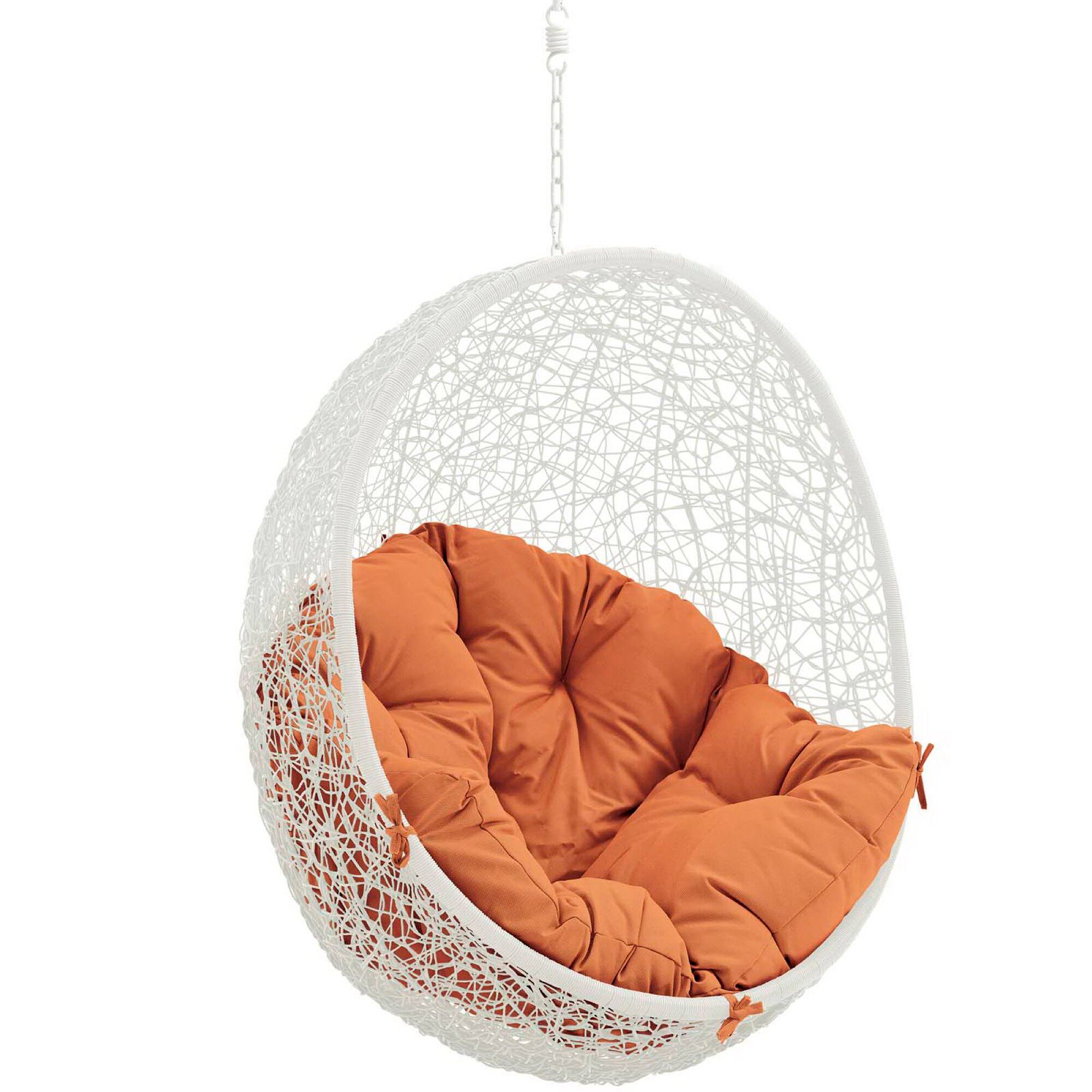 Angle. Modway - Hide Outdoor Patio Swing Chair Without Stand by Modway - White Orange.