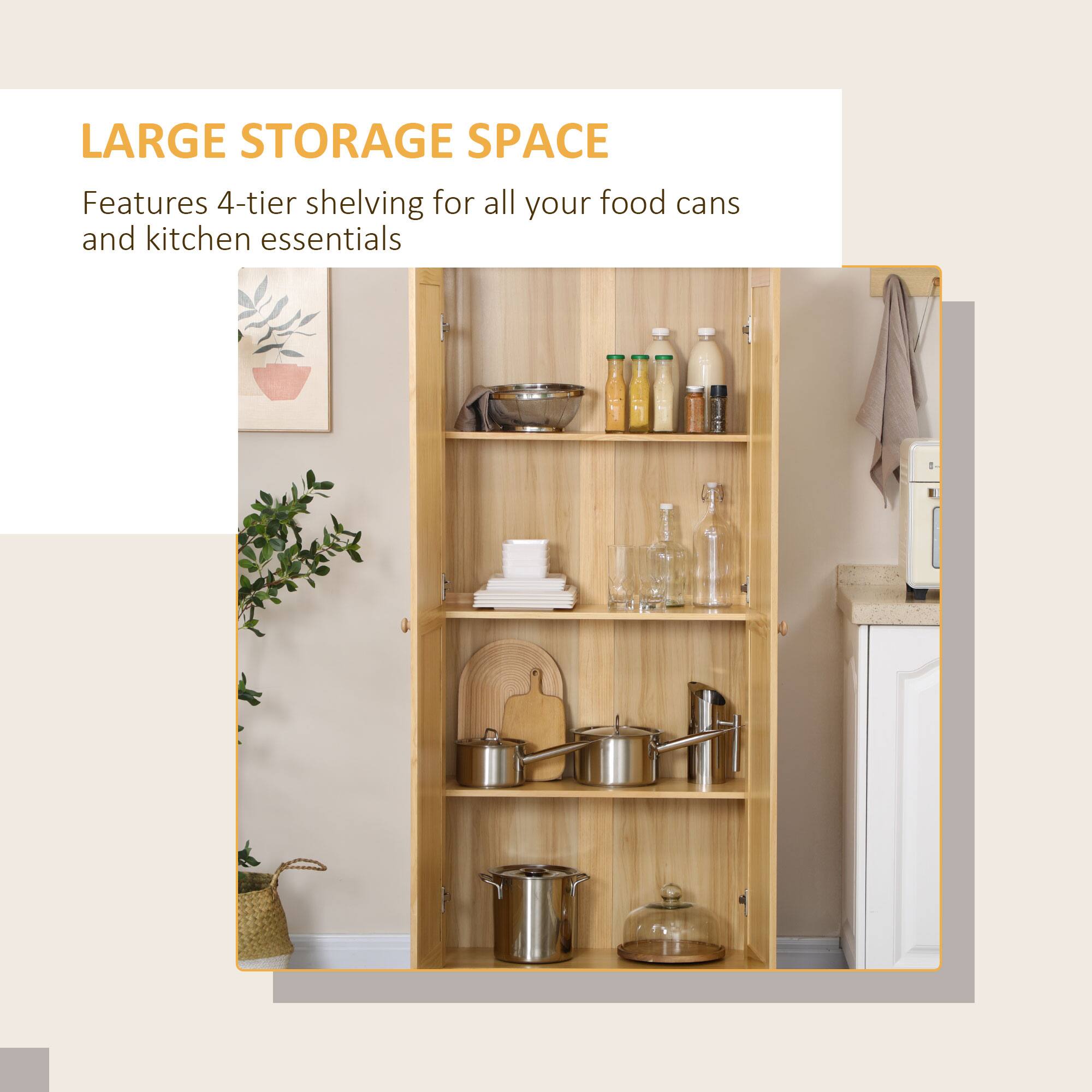 LARGE STORAGE SPACE
Features 4-tier shelving for all your food cans and kitchen essentials