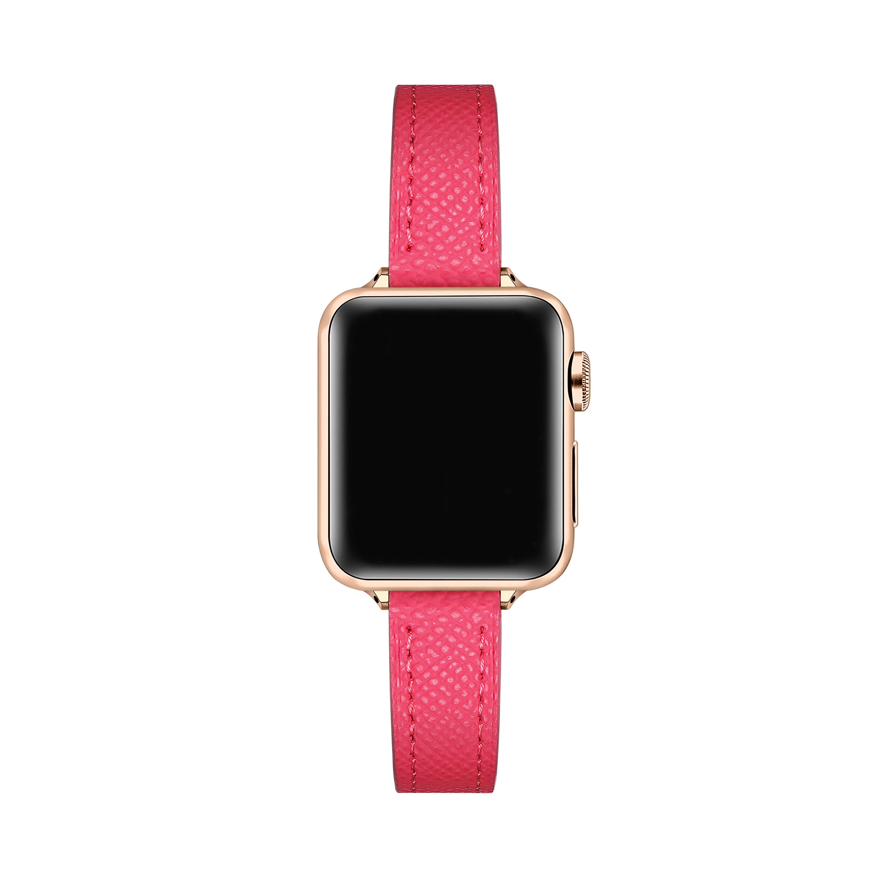 Back. Posh Tech - Cleo Skinny Leather Band for Apple Watch - Hot Pink.