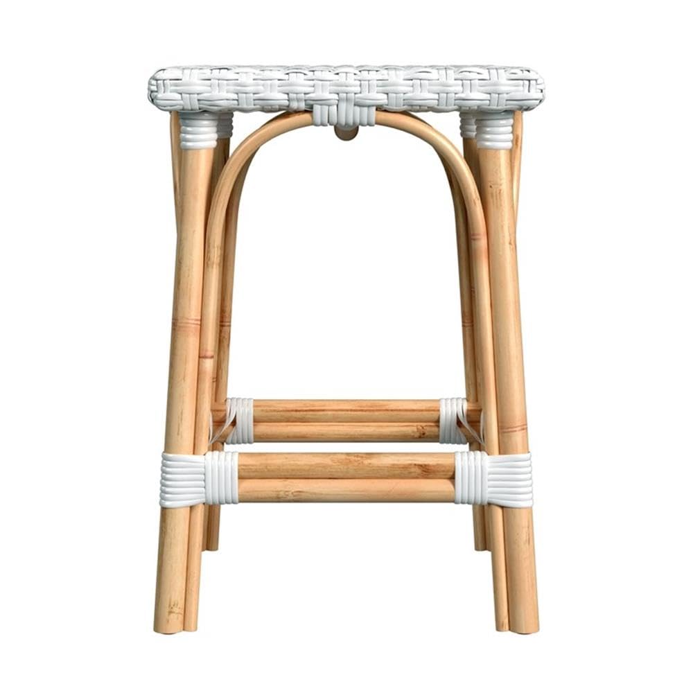 Angle. Butler Specialty - Riviera Square 24"H Rattan Counter Stool - Glossy White.