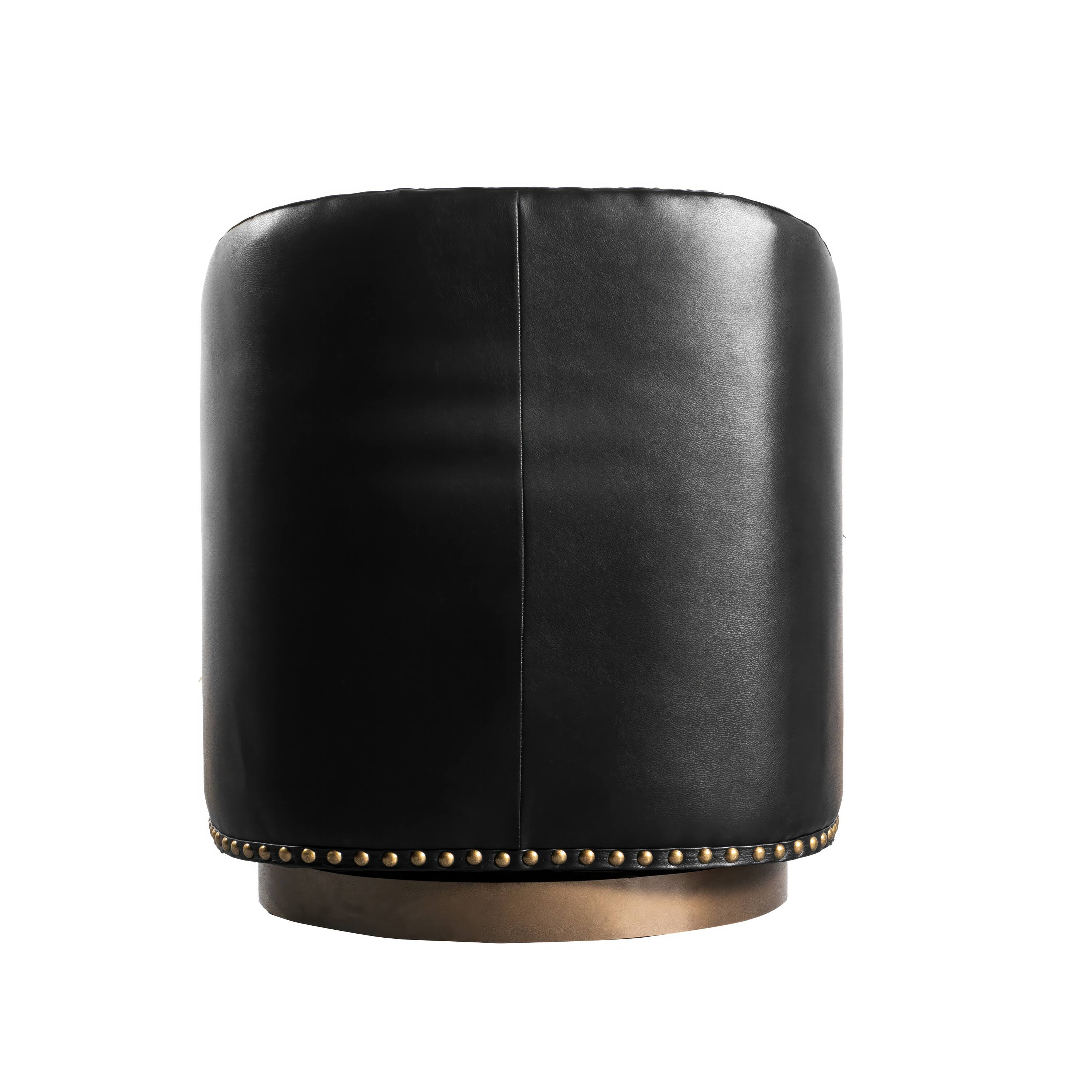 Alt View 7. Emma + Oliver - Cole Upholstered Club Style Barrel Accent Chair with 360° Swivel Vinyl Wrapped Base and Decorative Nail Head Trim - Black.