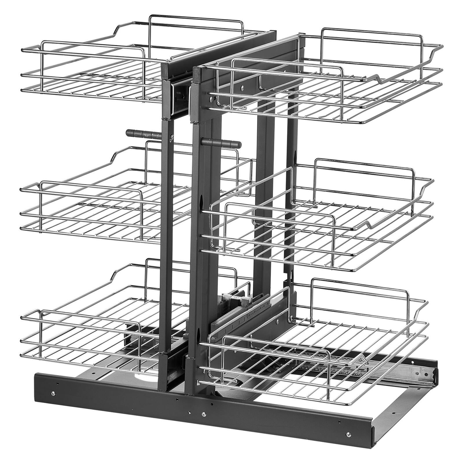 Alt View 5. VEVOR - Min 15"W Opening Blind Corner Pull Out Organizer, 3 Tier 6 Shelf Kitchen Cabinet Organizer, Chrome Carbon Steel - Silver.