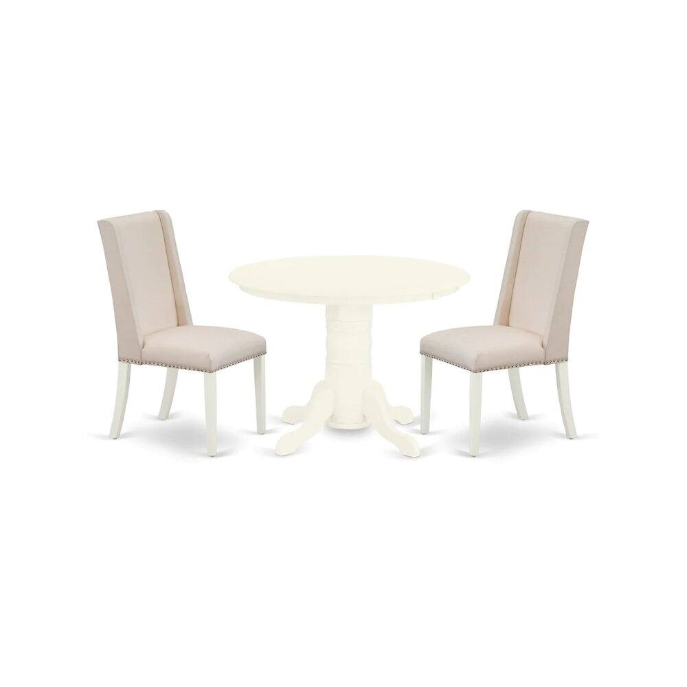 Left. East West Furniture - Dining Room Set Linen White - Brown.