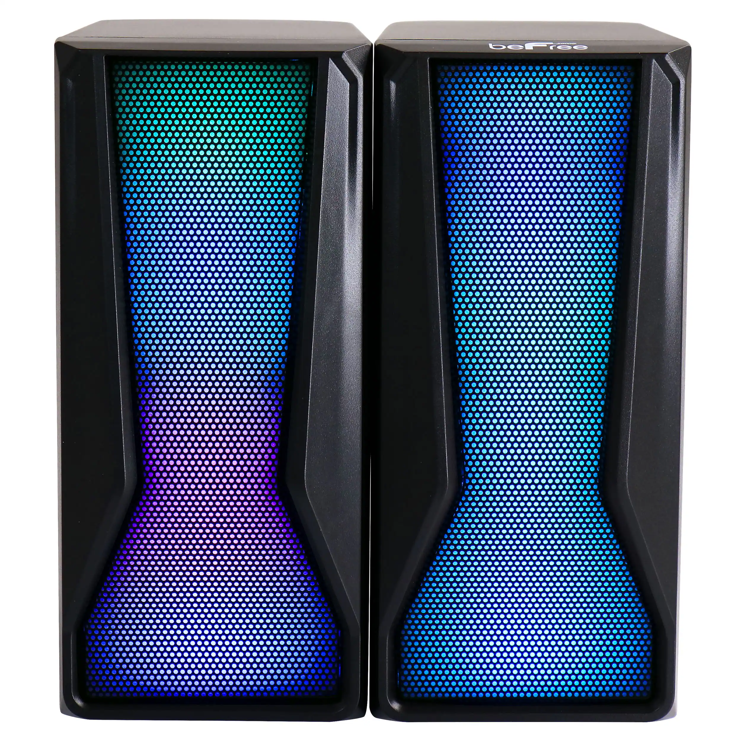 Front. beFree Sound - beFree Sound Color LED Dual Gaming Speakers - Black.