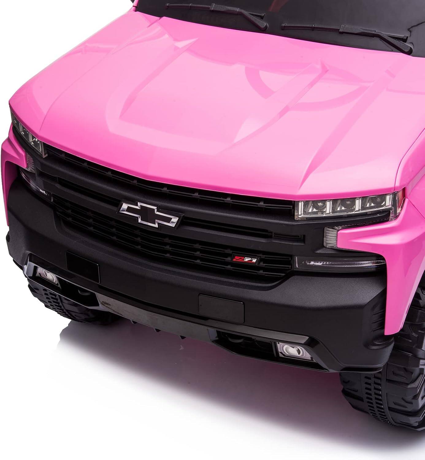 Alt View 1. Qeetex - Licensed Chevrolet Silverado 12V Electric Ride-on Car Truck w/Parent Remote Control, Bluetooth Speaker - Pink.