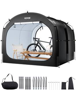 VEVOR - Bike Storage Tent, 5 Bikes with Ventilated Window, Waterproof Easy-to-Install Bike Tent with High Strength Fiberglass - Black