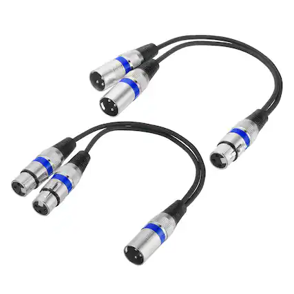 Front. Unique Bargains - 2pcs XLR Splitter Cable, 1F to 2M & 1M to 2F Y Cables for Balanced Audio, Mixers, Microphones - Blue Circle.