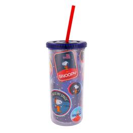 Silver Buffalo - Peanuts Snoopy Space Explorer 20-Ounce Carnival Cup With Lid and Straw - Multi-Colored