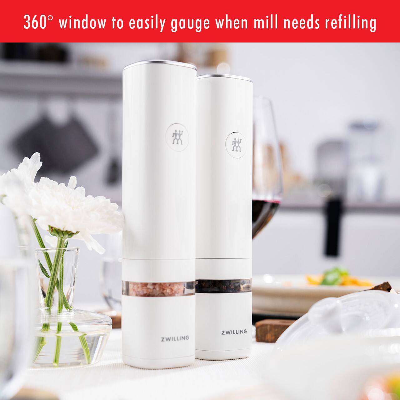 360° window to easily gauge when mill needs refilling

ZWILLING