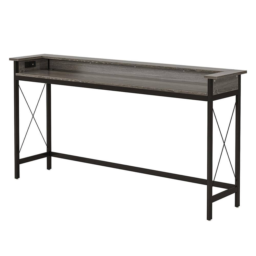 Left. Kadyn - Entryway Table, Console Sofa Table,Industrial Console Table, 70.9" Sofa Table with Outlets and USB Ports,Gray - Gray.