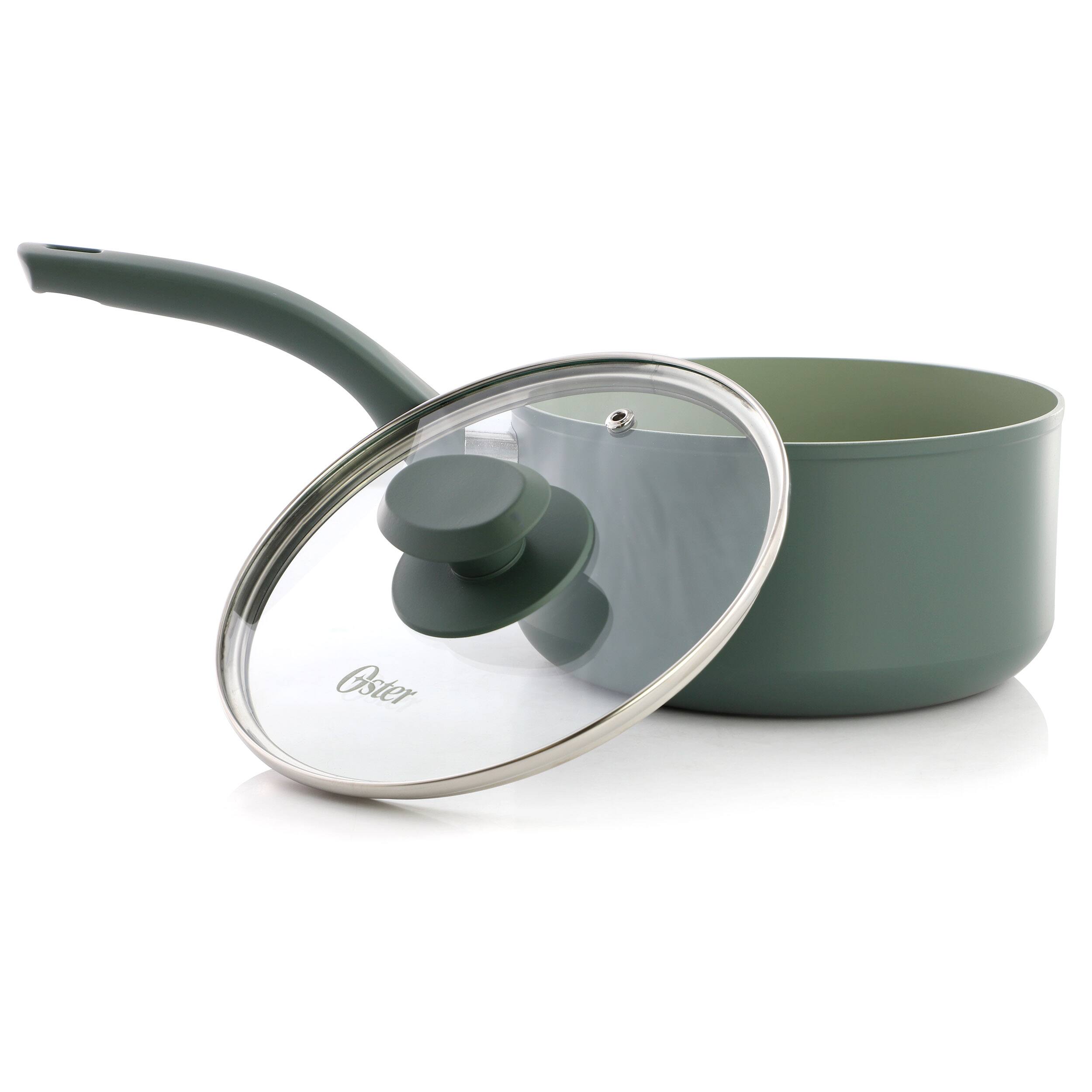 Alt View 1. Oster - Oster Sutterville Choice 2.5 Quart Ceramic Nonstick Saucepan with Lid in Evergreen - Green.