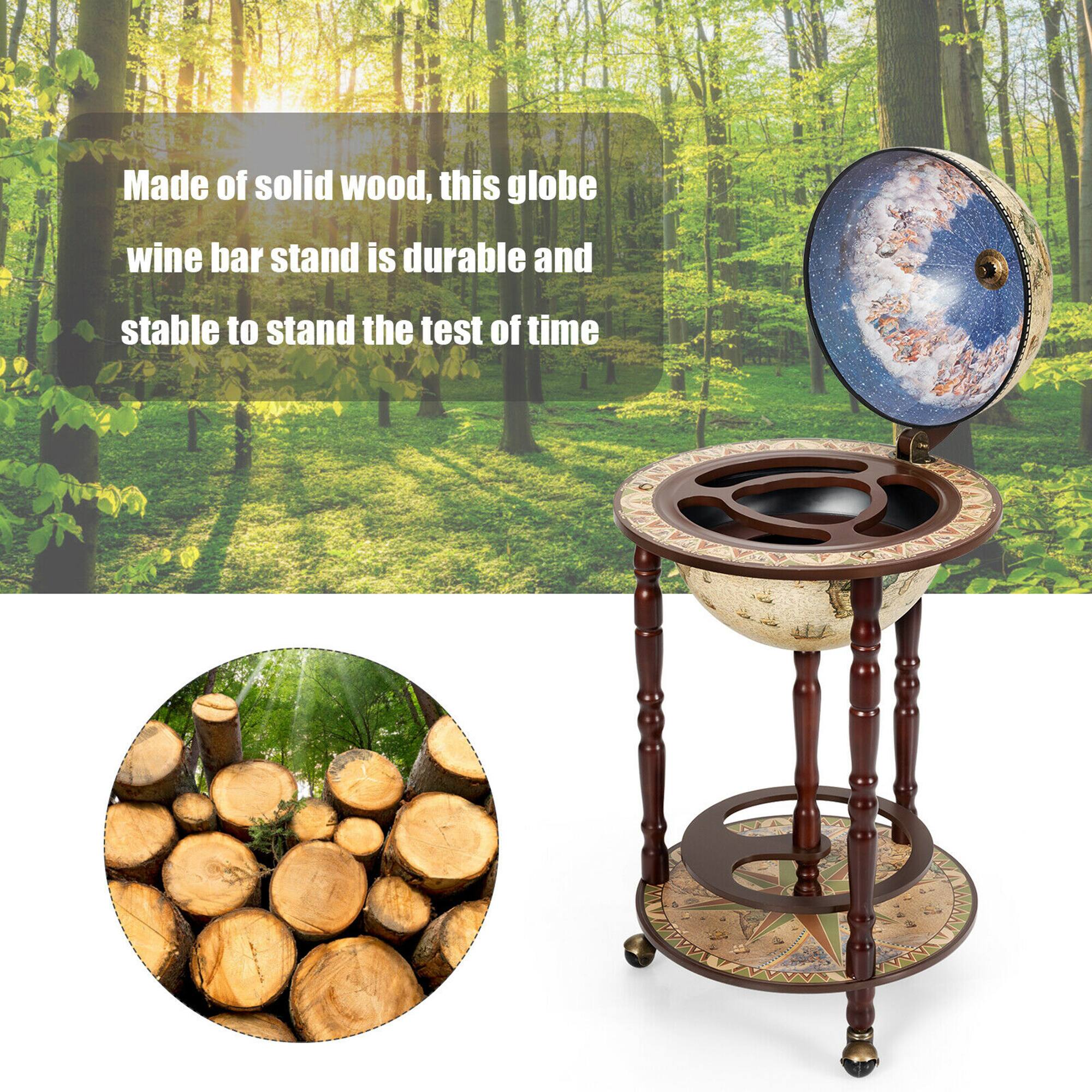 Made of solid wood, this globe wine bar stand is durable and stable to stand the test of time.