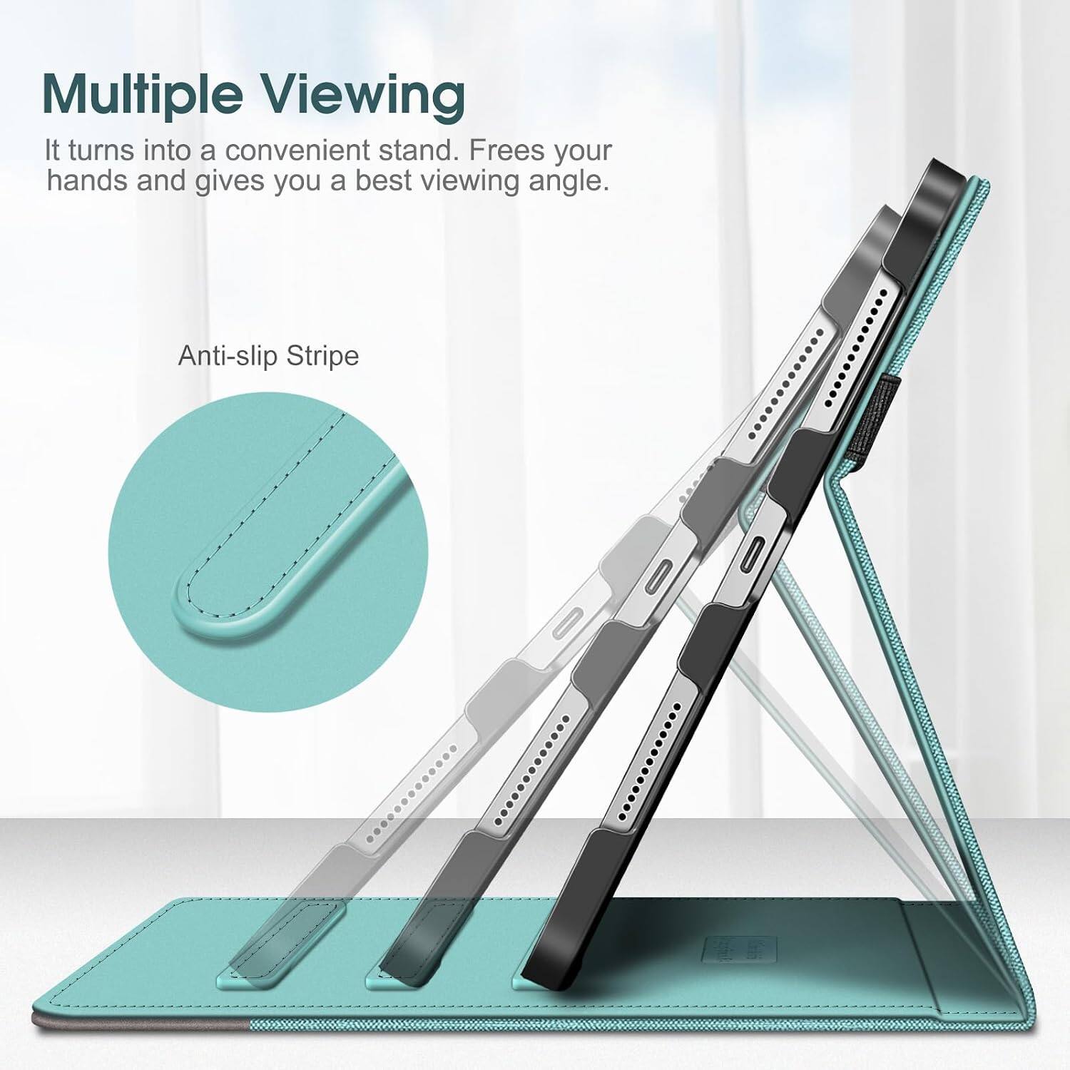 Multiple Viewing  
It turns into a convenient stand. Frees your hands and gives you a best viewing angle.  

Anti-slip Stripe