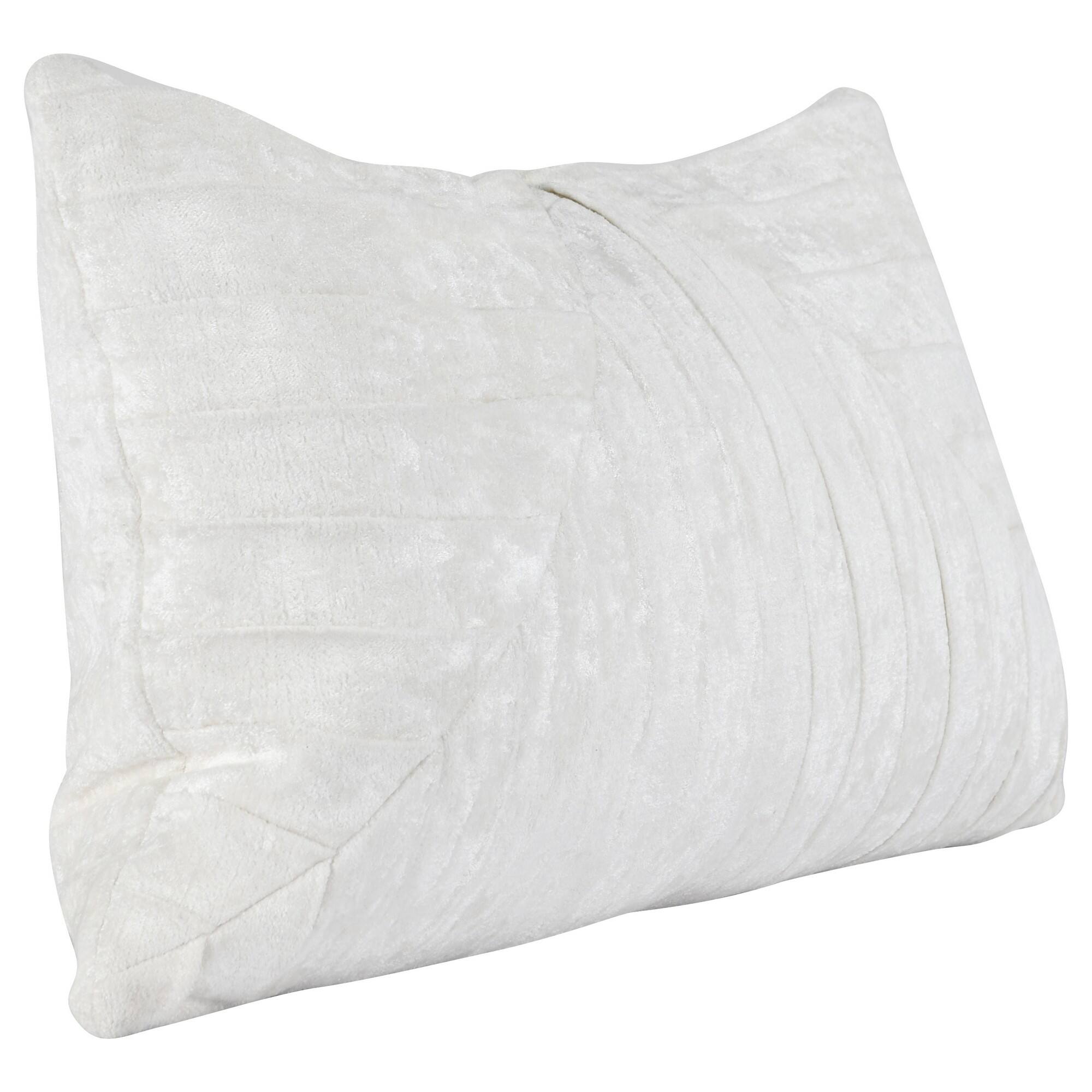 Angle. Manhattan Lane - 14 x 26 Lumbar Accent Throw Pillow, Hand Pleated, Vintage - Ivory White.