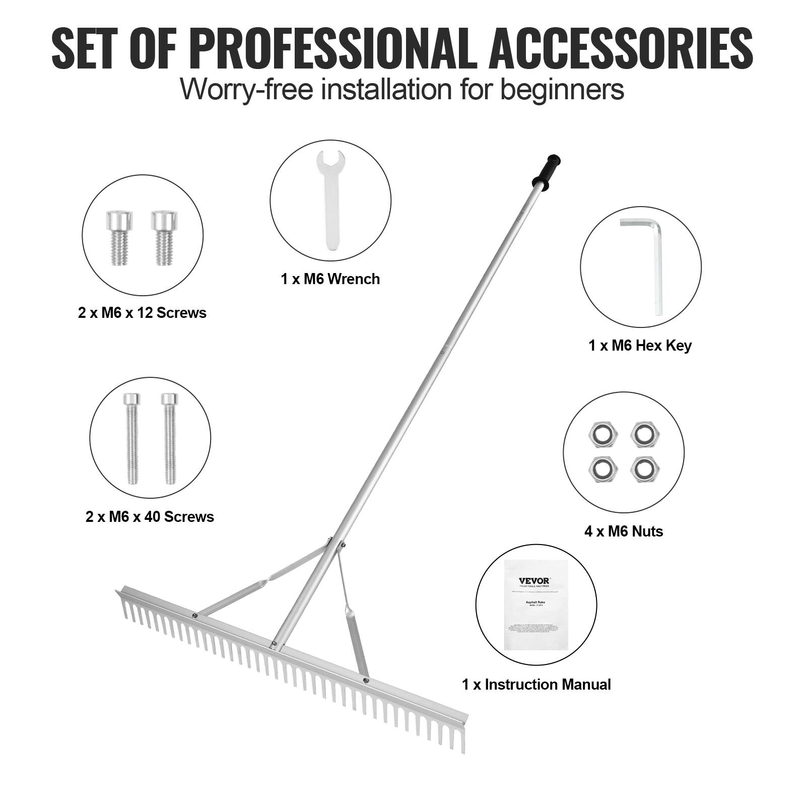 SET OF PROFESSIONAL ACCESSORIES  
Worry-free installation for beginners  

- 2 x M6 x 12 Screws  
- 1 x M6 Wrench  
- 2 x M6 x 40 Screws  
- 1 x M6 Hex Key  
- 4 x M6 Nuts  
- 1 x Instruction Manual