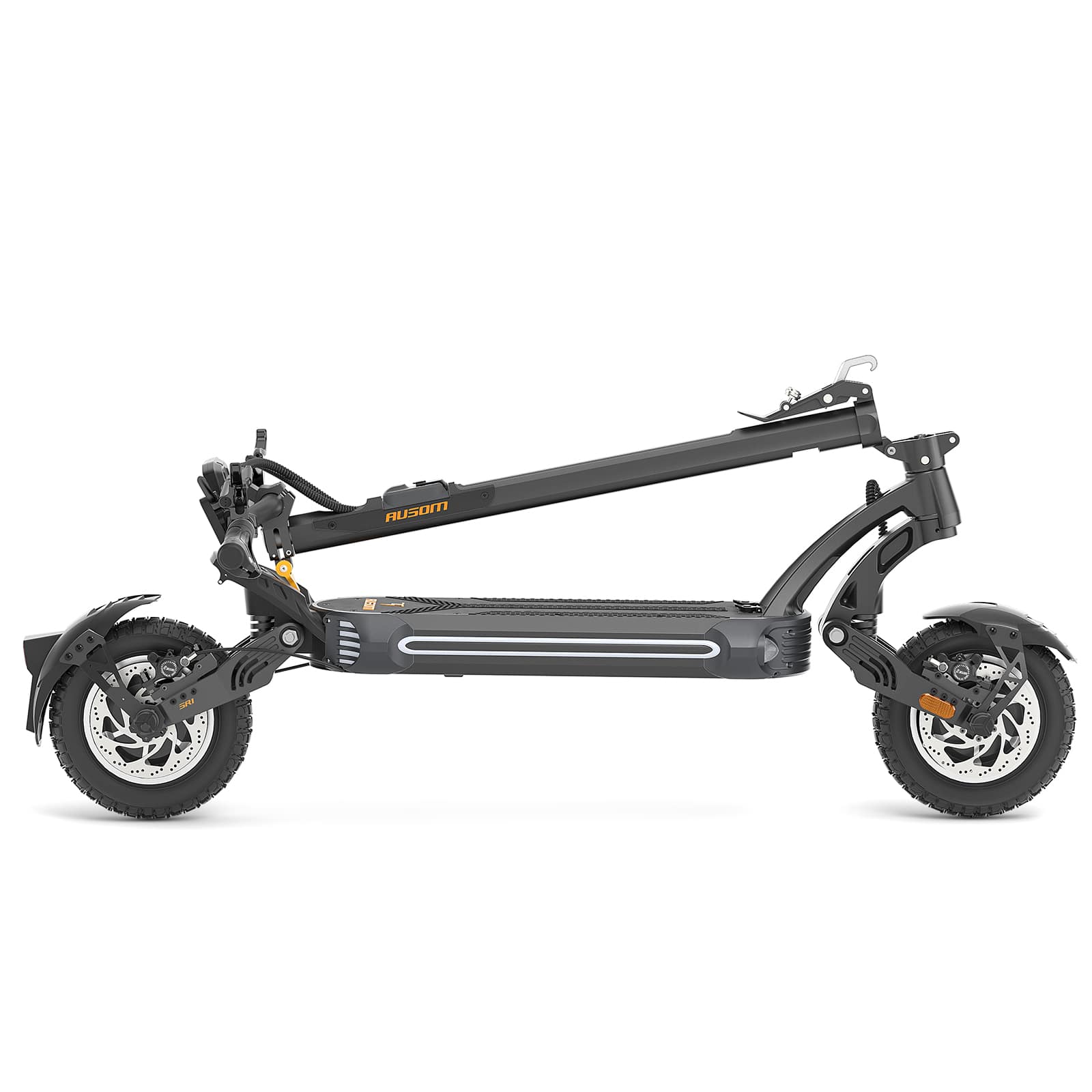 Back. Ausom - SR1 Foldable Electric Scooter w/ 54 mi Max Operating Range & 41 mph Max Speed, Dual 1400W Motors, 287 lbs Max Load - Dark Gray.