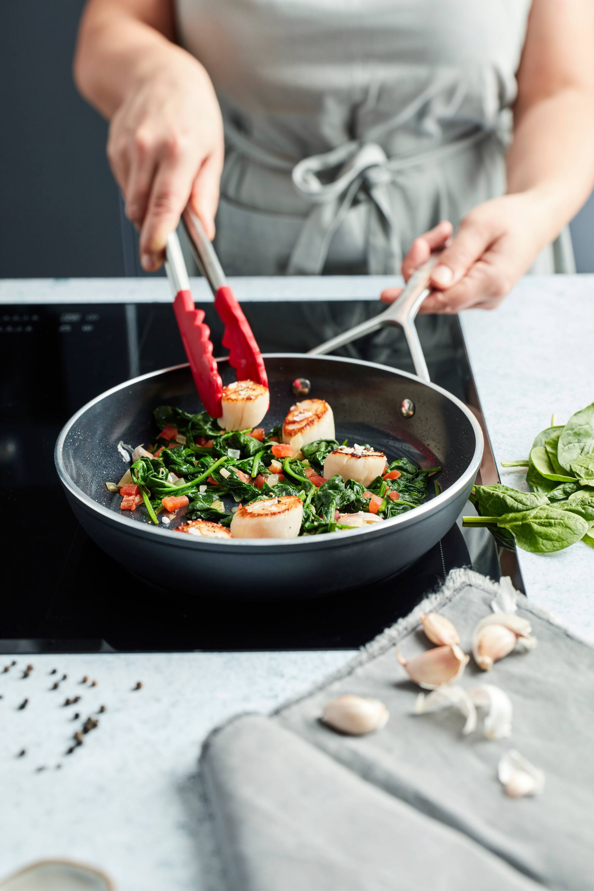 Alt View 5. Demeyere - Demeyere AluPro Ceramic 8-inch Aluminum Nonstick Fry Pan - Black.