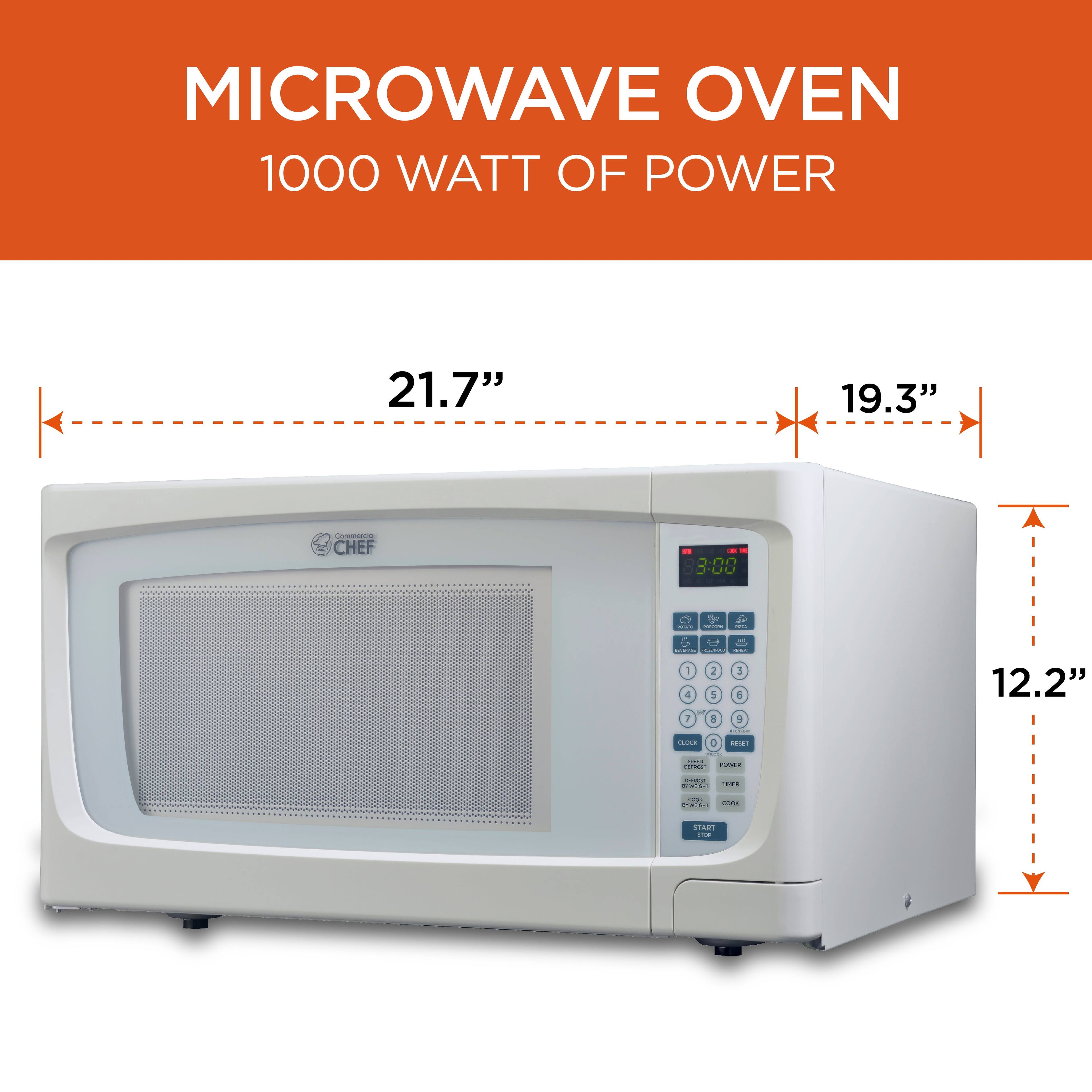 MICROWAVE OVEN 1000 WATT OF POWER 21.7" 19.3" - CHEF 3:00 - | de  - I - 1  :  | 1 2 I 4 5 4 soe 1 a 3 | 12.2" da O  : |   - | : : - I : Cdaes -