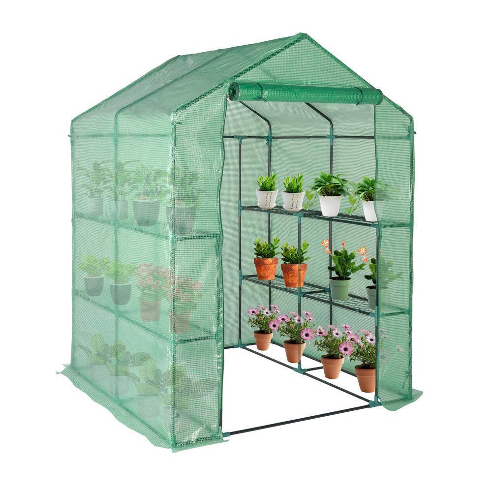 Front. Winado - 56"x29"x77" Walk-in Greenhouse, Outdoor Durable PE Plant Green House for Frost Protection with 3 Tiers 4 Shelves.