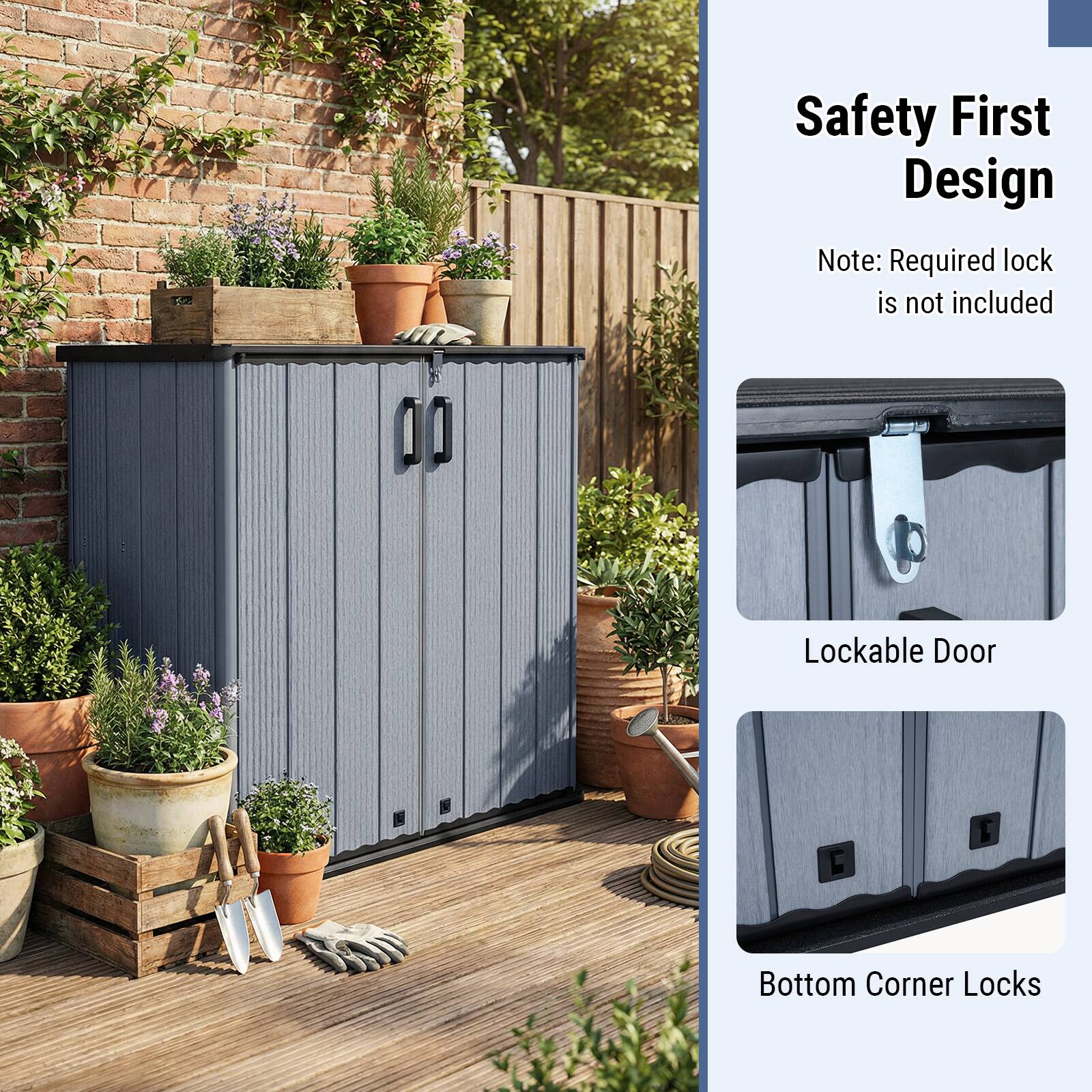 Safety First Design

Note: Required lock is not included

- Lockable Door
- Bottom Corner Locks