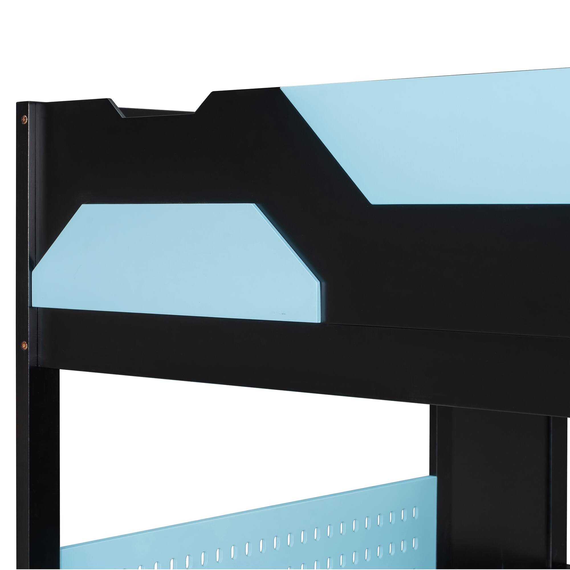 Alt View 4. Anysun - Full Size Wood Loft Bed with Desk, Multi-storage Shelves,USB and RGB Light - Blue.