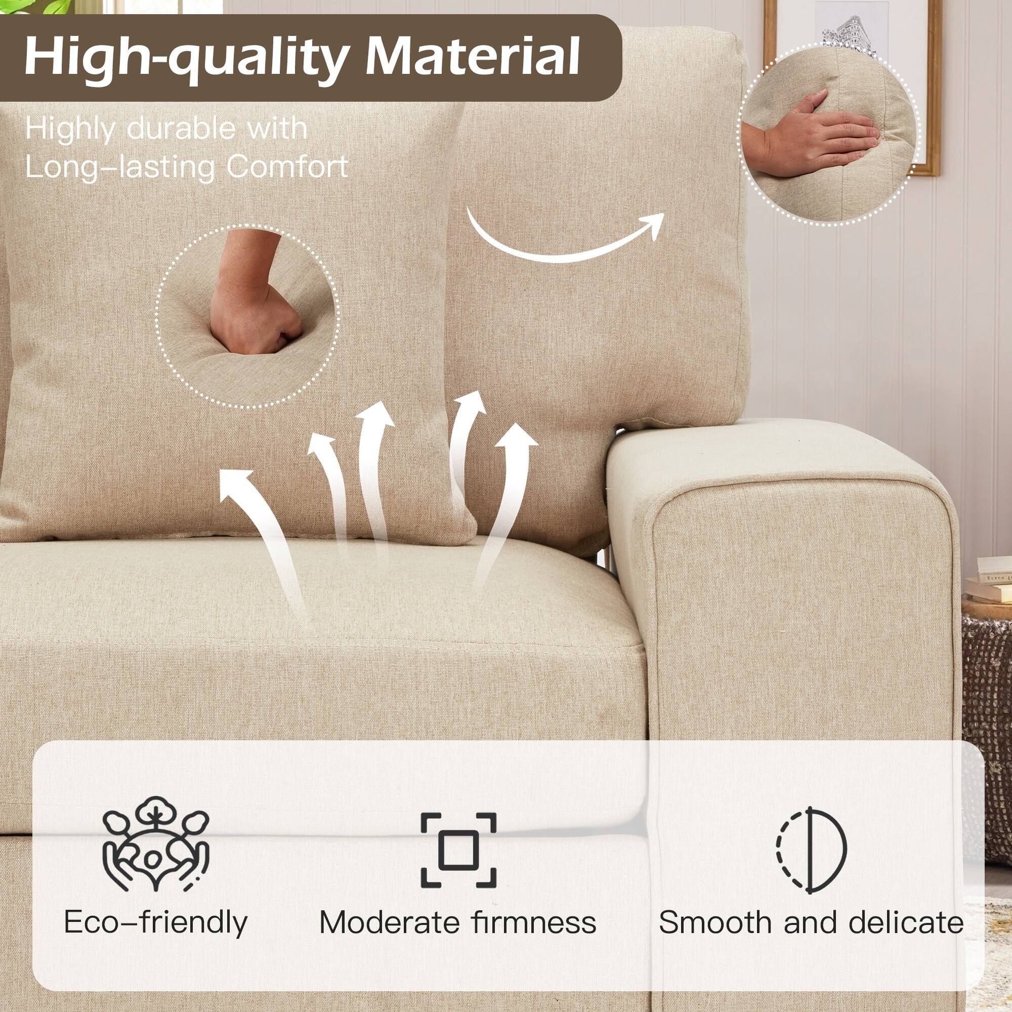 High-quality Material  
Highly durable with Long-lasting Comfort  

Eco-friendly  
Moderate firmness  
Smooth and delicate