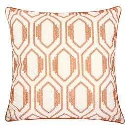 TinyHomie - Geometric Embroidered Cotton Throw Pillow Modern Accent - Rust