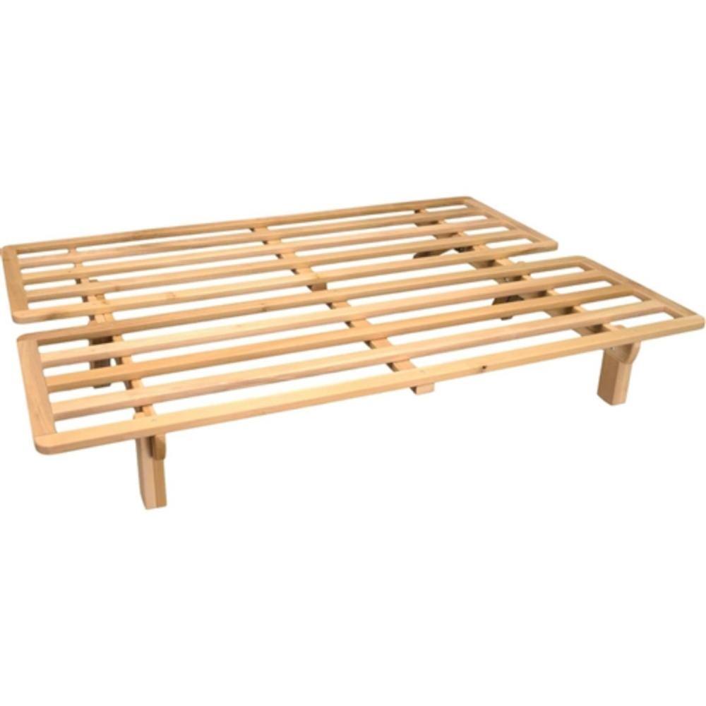Angle. Hivvago - Full size Solid Wood Futon Sofa Bed Frame - Brown.