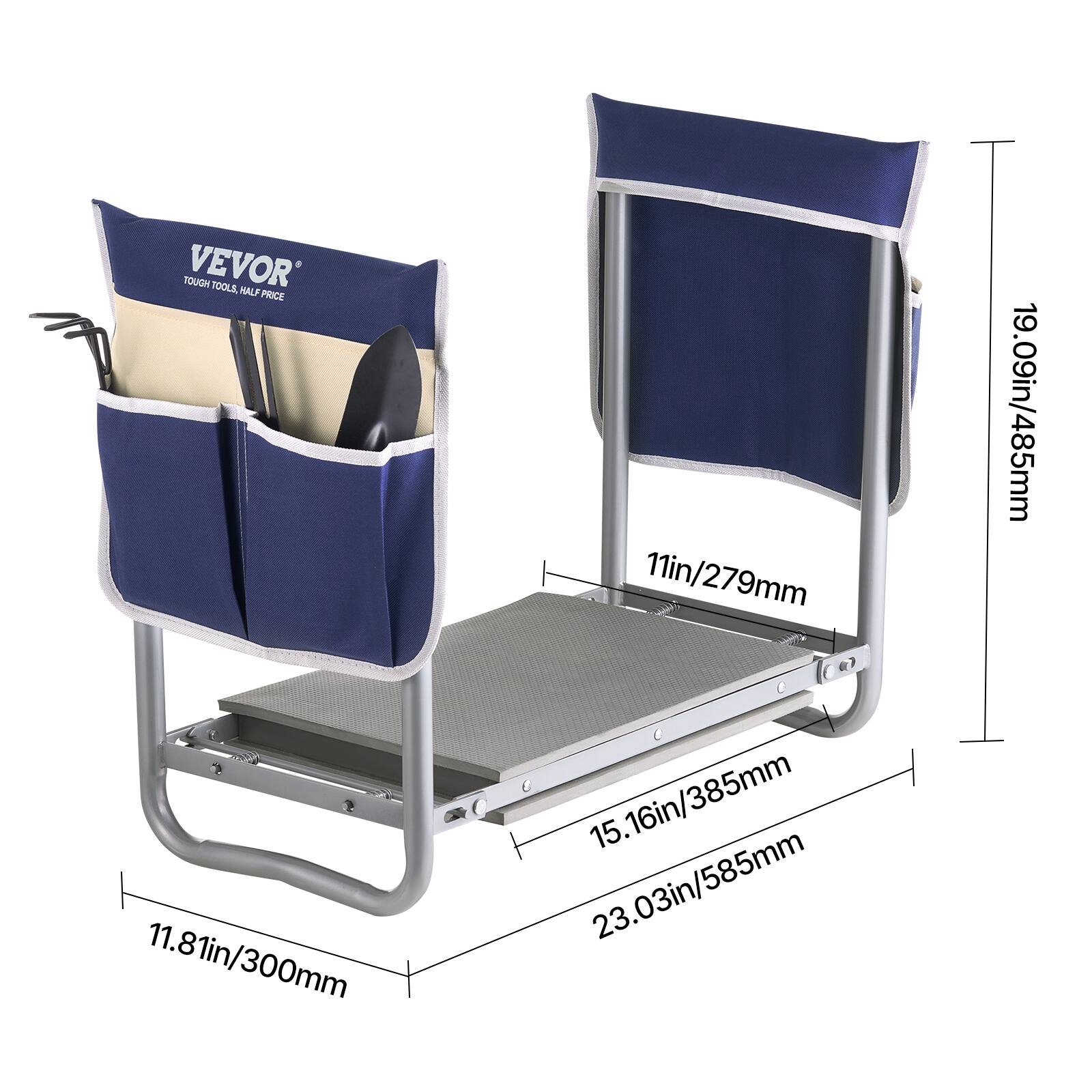 VEVOR  
TOUGH TOOLS, HALF PRICE  

11in/279mm  
19.09in/485mm  
11.81in/300mm  
15.16in/385mm  
23.03in/585mm