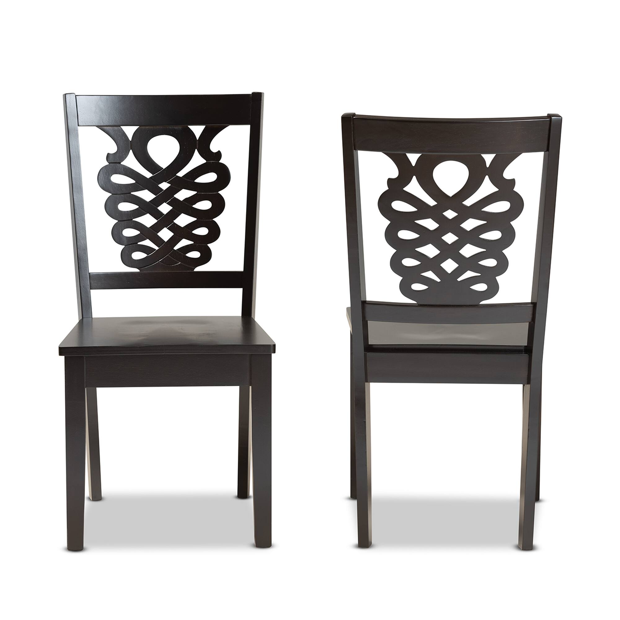 Angle. Baxton Studio - Gervais Modern and Contemporary Transitional Finished Wood 2-Piece Dining Chair Set - Dark Brown.