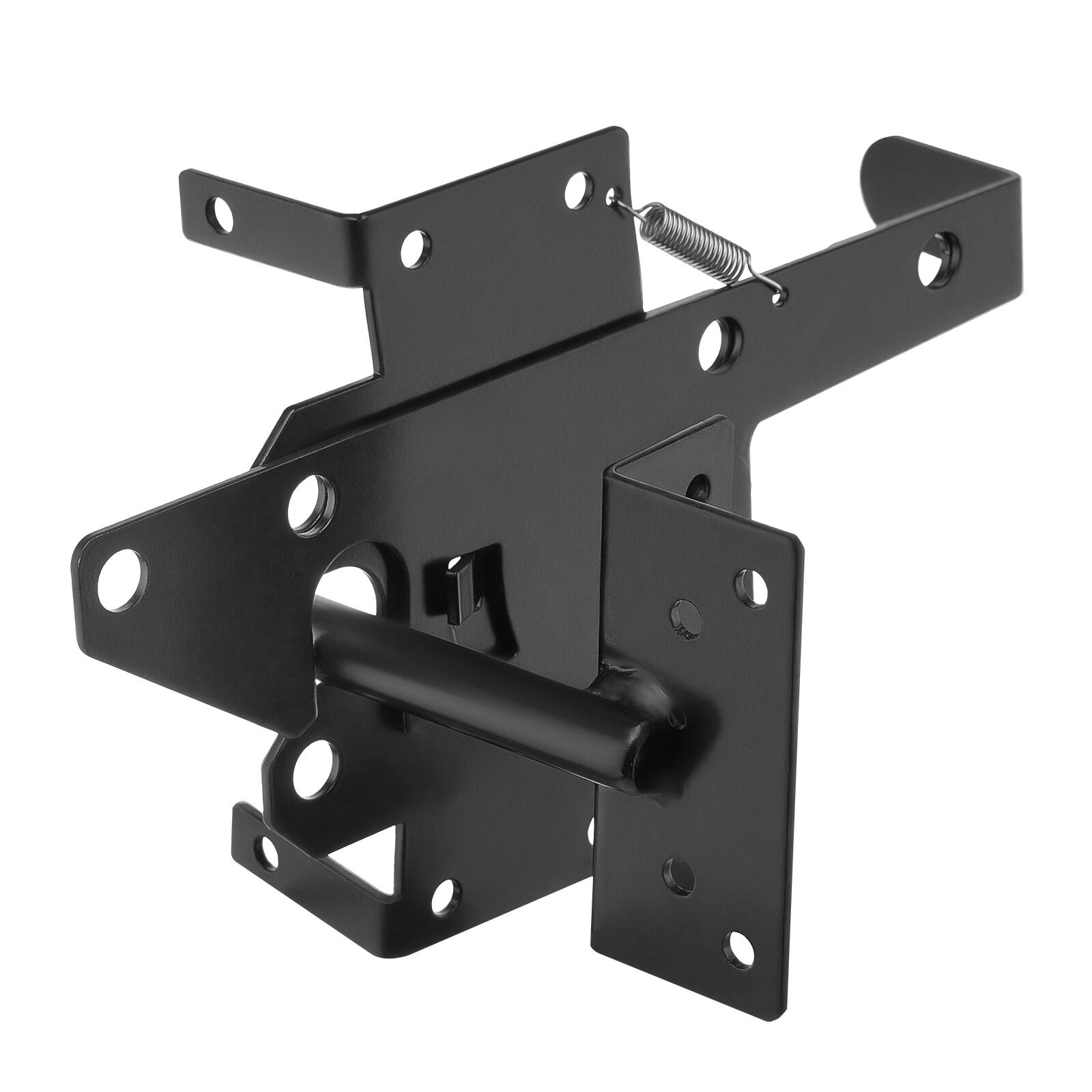 Front. VEVOR - Self-Locking Gate Latch, Metal Heavy Duty Automatic Gravity Lever, Door Latch Hardware with Multiple Lock Holes - Black.