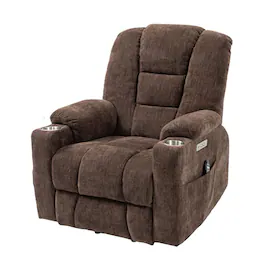 Boyel Living - Large Power Lift Recliner Chair for Elderly with Heat, Massage, USB and Type-C Ports, Heavy Duty Wide Design - Brown