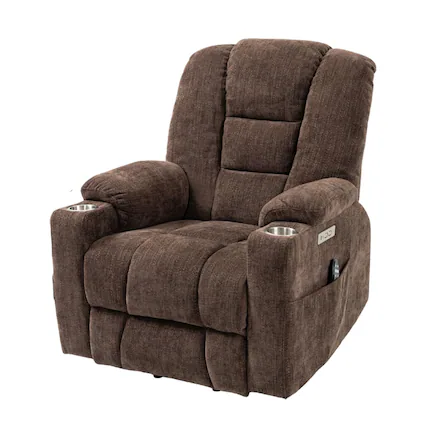 Front. Boyel Living - Large Power Lift Recliner Chair for Elderly with Heat, Massage, USB and Type-C Ports, Heavy Duty Wide Design - Brown.